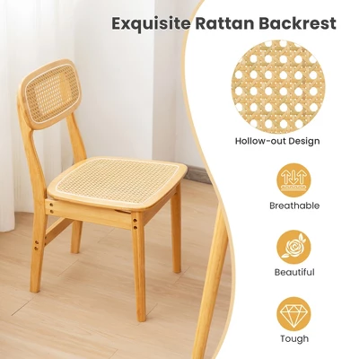 Tangkula Rattan Dining Chairs Set Of 4 Kitchen Dining Chairs W/ Simulated Rattan Backrest 4 Tangkula Rattan Dining Chairs Set Of 4 Kitchen Dining Chairs W/ Simulated Rattan Backrest - Image 4