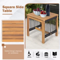 Tangkula 3 Piece Acacia Wood Rocking Chair Set W/ Coffee Table & All-Weather Rope Patio Poolside -Tangkula Shop GUEST 00622df0 db55 48f6 a527 b555fd9d2ec9