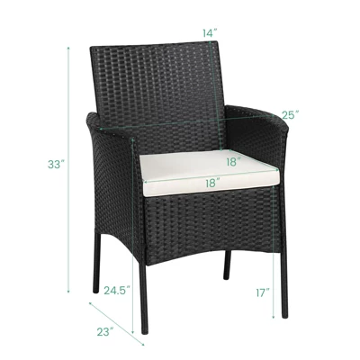 Tangkula Outdoor 4 PCS Rattan Dining Chair Patio Cushioned Arm Chair W/Zipper Black 6 Tangkula Outdoor 4 PCS Rattan Dining Chair Patio Cushioned Arm Chair W/Zipper Black - Image 6