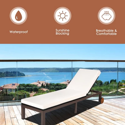 Tangkula 2PCS Patio Adjustable Rattan Recliner Chaise Lounge Chair W/ Cushion Wheels 2 Tangkula 2PCS Patio Adjustable Rattan Recliner Chaise Lounge Chair W/ Cushion Wheels - Image 2