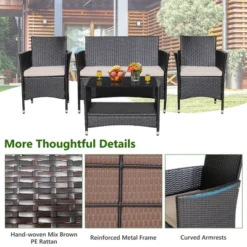 Tangkula 4PCS Outdoor Sofa Set Patio Rattan Wicker Conversation Set W/ Coffee Table -Tangkula Shop GUEST 00c367b2 cce7 4431 89c2 3706e77f19a0