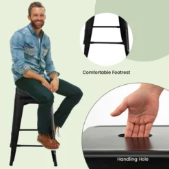 Tangkula 24" Set Of 4 Tolix Style Barstool Counter Height Metal Bar Stool Stackable Chair Black 14 Tangkula 24" Set Of 4 Tolix Style Barstool Counter Height Metal Bar Stool Stackable Chair Black -Tangkula Shop GUEST 00de0a0d 34a0 4e55 a6b7 b46d5282955e