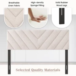Tangkula Linen Fabric Upholstered Headboard Rectangular Headboard W/ Solid Wood Legs -Tangkula Shop GUEST 00e2f3e2 da9b 473f 9d34 95bb7968e732