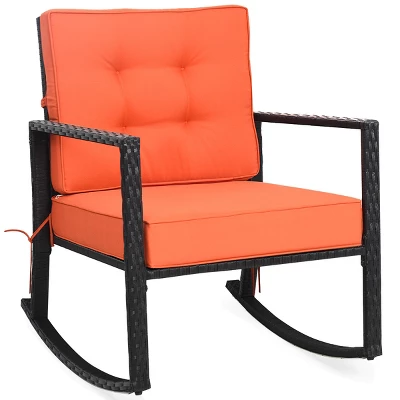 Tangkula Outdoor Wicker Rocking Chair Glider Rattan Rocker Recliner 6 Tangkula Outdoor Wicker Rocking Chair Glider Rattan Rocker Recliner - Image 6