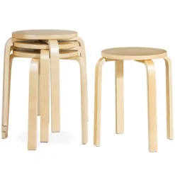 Tangkula Set Of 4 Stacking Bentwood Stool Round Dining Chair Backless Bar Stool -Tangkula Shop GUEST 011cbe22 75b3 41d0 9294 e1e0b82e38a5