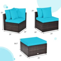 Tangkula 4-Piece Outdoor Rattan Sectional Sofa Set with Ottoman