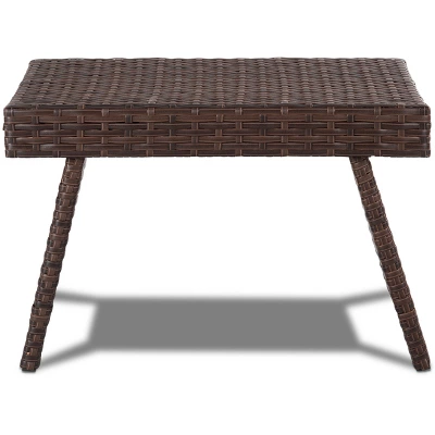 Tangkula Outdoor Wicker Folding Side Table - Portable Rattan Patio Coffee Table 7 Tangkula Outdoor Wicker Folding Side Table - Portable Rattan Patio Coffee Table - Image 7