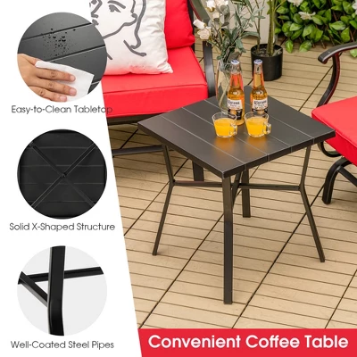 Tangkula 3-Piece Patio Rocking Bistro Set - Outdoor Conversation Set with Red Cushions 6 Tangkula 3-Piece Patio Rocking Bistro Set - Outdoor Conversation Set with Red Cushions - Image 6