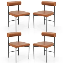 Tangkula Dining Chair Set Of 4 Faux Leather Upholstered Kitchen Side Chair W/ Curved -Tangkula Shop GUEST 019ebe8e c011 43d5 89f4 728ce24cba59