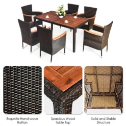 Tangkula 7-Piece Outdoor Rattan Dining Set - Acacia Wood Table & 6 Stackable Chairs 14 Tangkula 7-Piece Outdoor Rattan Dining Set - Acacia Wood Table & 6 Stackable Chairs -Tangkula Shop GUEST 01aeaba4 75c9 4a5e 91c7 c67df92727c8