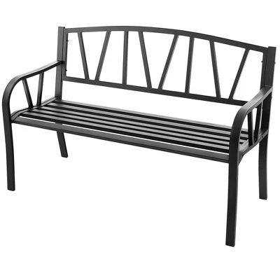 Tangkula Metal Garden Bench with Ergonomic Armrest - 50" Heavy Duty Patio Seat 4 Tangkula Metal Garden Bench with Ergonomic Armrest - 50" Heavy Duty Patio Seat - Image 4