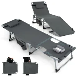 Tangkula Outdoor Folding Chaise 5-Position Lounge Chair W/ Face Hole & Adjustable Footrest -Tangkula Shop GUEST 0221f298 5df4 401a 8802 d8e636b4bfb0