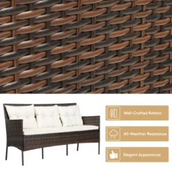 Tangkula 3 PCS Patio Furniture Set Outdoor All Weather Wicker Conversation Set W/Cushioned Ottoman & Side Table -Tangkula Shop GUEST 0227cc86 8d01 4f35 a235 d4fc33b5c375