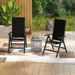 Tangkula Set Of 2 Patio Folding Chairs Lightweight Outdoor Dining Chairs W/ Padded Seat