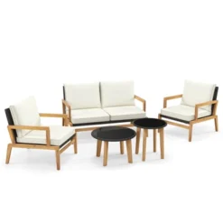 Tangkula 5 Piece Rattan Furniture Set W/ Wicker Woven Sofa Set & Solid Acacia Wood Frame 7 Tangkula 5 Piece Rattan Furniture Set W/ Wicker Woven Sofa Set & Solid Acacia Wood Frame -Tangkula Shop GUEST 02aebc2c 6799 4688 8ef9 4aa2b9d77b39