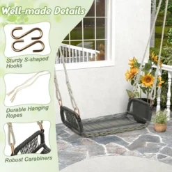 Tangkula 1-Person Rattan Porch Swing Single Swing Chair Bench W/ Hanging Hemp Ropes Outdoor -Tangkula Shop GUEST 02be6a37 cb76 4c58 acad 44aafaff9d83