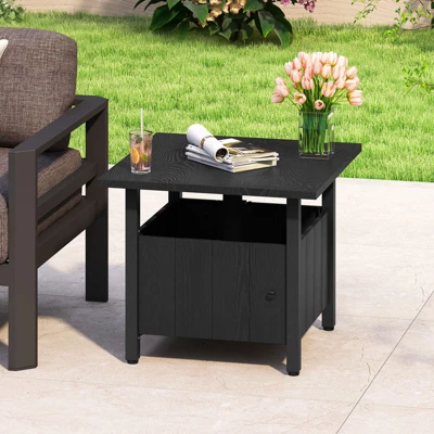 Tangkula Outdoor Side Table W/ 1.89" Umbrella Hole Patio Umbrella Table Base Stand 2 Tangkula Outdoor Side Table W/ 1.89" Umbrella Hole Patio Umbrella Table Base Stand - Image 2