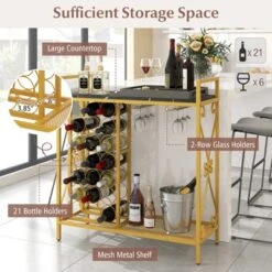 Tangkula Freestanding Floor Drink Rack, Wooden Coffee Bar Table W/ Drink Storage -Tangkula Shop GUEST 02ddca9a 3e14 483d beb7 62f1c66706db