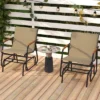 Tangkula Patio Glider Chair Set of 2 with Curved Teak Armrests