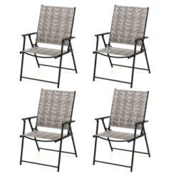 Tangkula Set Of 4 Folding Chairs W/ Armrests Metal Frame For Garden No Assembly Patio -Tangkula Shop GUEST 02e65d7f 4dac 442e a6ec 4613571806a5