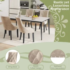 Tangkula Upholstered Dining Chairs Set Of 4 Tufted Wingback Chairs W/ Solid Wood Legs 15 Tangkula Upholstered Dining Chairs Set Of 4 Tufted Wingback Chairs W/ Solid Wood Legs -Tangkula Shop GUEST 034ea432 6394 4085 92c5 96e0ca0a7256 1