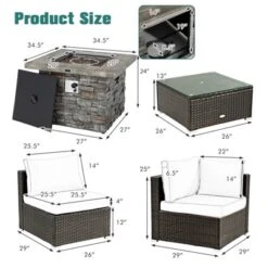 Tangkula Patio Rattan 6PCS Cushioned Sofa Set Furniture Set Thick Cushion With 34.5" Fire Pit Table For Garden Black/Blue/Red/Turquoise/Off White 18 Tangkula Patio Rattan 6PCS Cushioned Sofa Set Furniture Set Thick Cushion With 34.5" Fire Pit Table For Garden Black/Blue/Red/Turquoise/Off White -Tangkula Shop GUEST 0373f762 0f5d 4469 b082 504d3b7fc37e