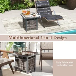 Tangkula 21.5" PE Rattan Outdoor Side Table with Resin Tabletop & Umbrella Hole 16 Tangkula 21.5" PE Rattan Outdoor Side Table with Resin Tabletop & Umbrella Hole -Tangkula Shop GUEST 03d1969b 3659 4f4f aef4 0d0aa05f1246