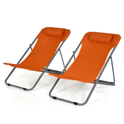 Tangkula 2 PCS Beach Chair Lounger Reclining Folding Chair W/3-Position Adjustable Backrest Blue/Orange/Green 10 Tangkula 2 PCS Beach Chair Lounger Reclining Folding Chair W/3-Position Adjustable Backrest Blue/Orange/Green - Image 10