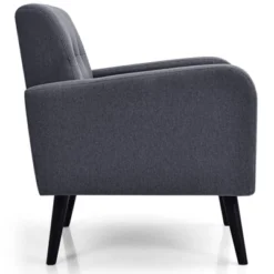 Tangkula Modern Upholstered Accent Chair Linen Fabric Single Sofa With Rubber Wood Leg Grey/ Blue 10 Tangkula Modern Upholstered Accent Chair Linen Fabric Single Sofa With Rubber Wood Leg Grey/ Blue -Tangkula Shop GUEST 03e9e8b9 f0a7 4a1d 9337 05534ecfb53b