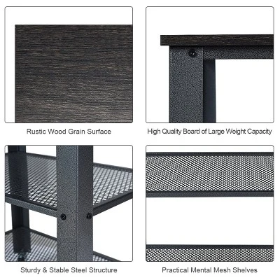 Tangkula Kitchen Utility Cart Industrial Coffee End Table W/Wheels Black/Silver 4 Tangkula Kitchen Utility Cart Industrial Coffee End Table W/Wheels Black/Silver - Image 4