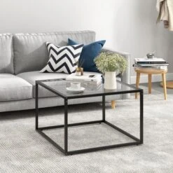 Tangkula Glass Coffee Table 27.5 Inch Modern Square Metal Frame Living Room Transparent -Tangkula Shop GUEST 03fd5bbe d5a0 4862 8d45 15fa371260ee