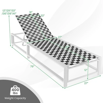 Tangkula Patio Chaise Lounge Chair Outdoor Aluminum Adjustable 5-Position Recliner With Wheel For Garden Yard Pool 5 Tangkula Patio Chaise Lounge Chair Outdoor Aluminum Adjustable 5-Position Recliner With Wheel For Garden Yard Pool - Image 5