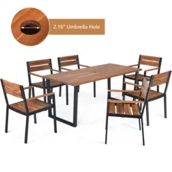 Tangkula 7-Piece Outdoor Patio Dining Set with Acacia Wood Table & 6 Armchairs 13 Tangkula 7-Piece Outdoor Patio Dining Set with Acacia Wood Table & 6 Armchairs -Tangkula Shop GUEST 0433d86e 0325 447f b294 b0974b388021