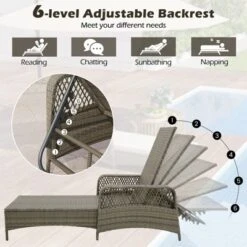 Tangkula Outdoor 6-Position Adjustable Chaise Patio Recliner W/ Backrest Cushion & Pillow -Tangkula Shop GUEST 04640029 ce11 4274 8825 3b499ad5609b