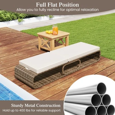 Tangkula Outdoor Chaise Lounge Chair 7-Position PE Wicker Patio Reclining Sun Lounger With Adjustable Backrest Pool Sunbathing Recliner 2 Tangkula Outdoor Chaise Lounge Chair 7-Position PE Wicker Patio Reclining Sun Lounger With Adjustable Backrest Pool Sunbathing Recliner - Image 2