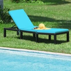 Tangkula 2PCS Adjustable Rattan Patio Chaise Lounge Chair Couch W/ Turquoise Cushion 13 Tangkula 2PCS Adjustable Rattan Patio Chaise Lounge Chair Couch W/ Turquoise Cushion -Tangkula Shop GUEST 046c8490 9c38 4a07 909a 93e59510a77d