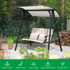 Tangkula Outdoor Patio Swing Loveseat Hammock Hanging Chair Beige -Tangkula Shop GUEST 047101bb 6315 433a 851f aa15cac9d485