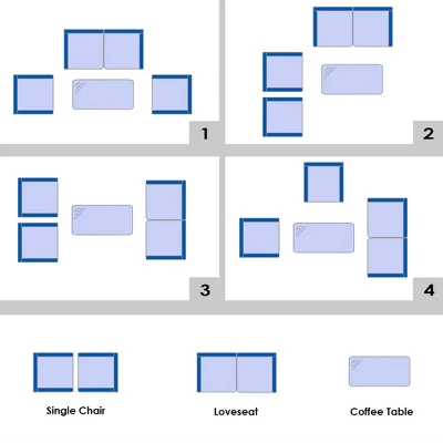 Tangkula 4-Piece Outdoor Rattan Conversation Set with Peacock Blue Cushions 7 Tangkula 4-Piece Outdoor Rattan Conversation Set with Peacock Blue Cushions - Image 7
