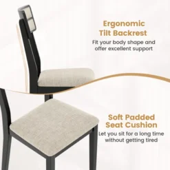 Tangkula Modern Dining Chairs Set Of 4 W/Tilt Backrest Rubber Wood Legs Soft Padded Seat -Tangkula Shop GUEST 051439ba deb8 401a b240 73e74d539ad0