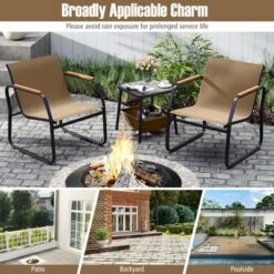 Tangkula 3-Piece Bistro Set Patio Chairs & Side Table W/ Storage Basket Breathable Mesh Fabric -Tangkula Shop GUEST 057aa5ca 94ea 4120 8dbb e2f6533238e9