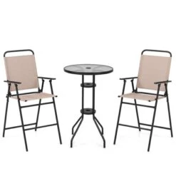 Tangkula 3PCS Bistro Set Folding Chairs Round Bar Table W/ 1.6" Umbrella Hole Yard Patio 15 Tangkula 3PCS Bistro Set Folding Chairs Round Bar Table W/ 1.6" Umbrella Hole Yard Patio -Tangkula Shop GUEST 05f96631 fab3 44b7 bc0a 228d3882db80