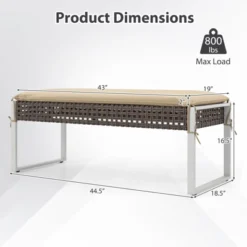 Tangkula 43" Wicker Patio Ottoman - Versatile Outdoor Bench & Coffee Table with Cushion -Tangkula Shop GUEST 060a0c66 4e97 4b50 a5a9 10a40fb3b6ec 1