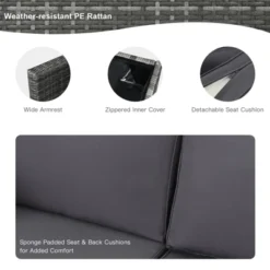 Tangkula 9 PCS Rattan Dinning Set Wicker Sofa W/Propane Gas Fire Pit 60,000 Btu Heater -Tangkula Shop GUEST 060e81d4 2c24 4b41 bf4f 46c96265b214