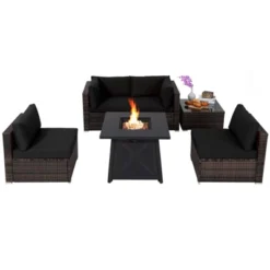 Tangkula 6-Piece Patio Furniture Set with 30-inch Propane Fire Pit Table -Tangkula Shop GUEST 0614ba2d e3a8 44d8 87ee a4d8df0c35f9