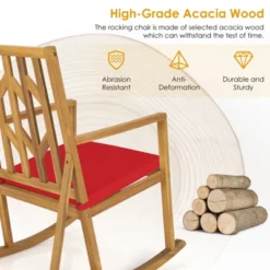 Tangkula Outdoor Rocking Chair Acacia Wood Armrest Cushioned Sofa W/Removable High-Density Cushion For Garden -Tangkula Shop GUEST 0632b651 974f 4a15 bea3 cc4a0e7d8d51