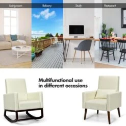 Tangkula 2-in-1 Upholstered Rocking Chair With Wood Leg & Pillow Relax Sofa Chair Light Grey/Beige/Dark Gray -Tangkula Shop GUEST 063d47aa 120b 44ab ab92 f371f567685f