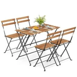 Tangkula 5-Piece Patio Dining Set with Acacia Wood and 4 Folding Chairs -Tangkula Shop GUEST 064c76a8 586c 4f1b af30 be1df3e6158b
