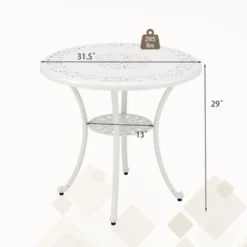 Tangkula Patio Cast Aluminum Dining Table 31.5” Outdoor Bistro Table W/ Umbrella Hole All-Weather Classic Round Dining Table -Tangkula Shop GUEST 066d9946 1b4a 4683 9cd0 ae3712488b19