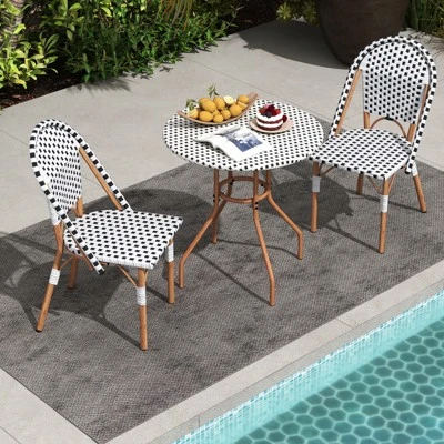Tangkula 3-Piece French Bistro Set: Outdoor Wicker Table and 2 Chairs 10 Tangkula 3-Piece French Bistro Set: Outdoor Wicker Table and 2 Chairs - Image 10