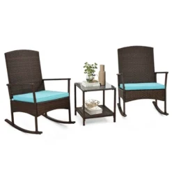 Tangkula 3-Piece Outdoor Rocking Wicker Bistro Set with 2-Tier Side Table -Tangkula Shop GUEST 06ac7060 2734 4959 92d7 4e51de61eb8a